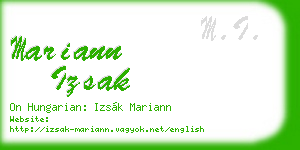 mariann izsak business card